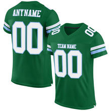 Load image into Gallery viewer, Custom Kelly Green White-Light Blue Mesh Authentic Football Jersey
