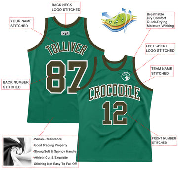 Custom Kelly Green Olive-White Authentic Throwback Basketball Jersey