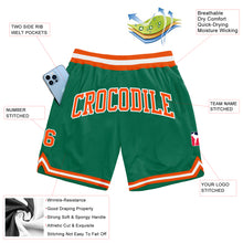 Load image into Gallery viewer, Custom Kelly Green Orange-White Authentic Throwback Basketball Shorts
