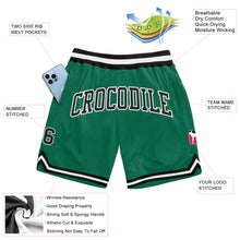 Load image into Gallery viewer, Custom Kelly Green Black-White Authentic Throwback Basketball Shorts
