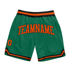 Load image into Gallery viewer, Custom Kelly Green Orange-Black Authentic Throwback Basketball Shorts
