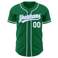 Load image into Gallery viewer, Custom Kelly Green White-Light Blue Authentic Baseball Jersey
