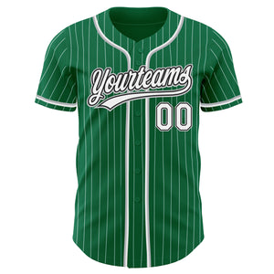 Custom Kelly Green White Pinstripe White Black-Gray Authentic Baseball Jersey