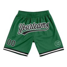 Load image into Gallery viewer, Custom Kelly Green Black-White Authentic Throwback Basketball Shorts
