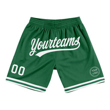Load image into Gallery viewer, Custom Kelly Green White Authentic Throwback Basketball Shorts
