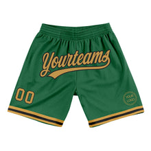 Load image into Gallery viewer, Custom Kelly Green Old Gold-Black Authentic Throwback Basketball Shorts

