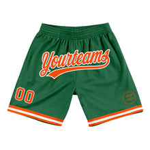 Load image into Gallery viewer, Custom Kelly Green Orange-White Authentic Throwback Basketball Shorts
