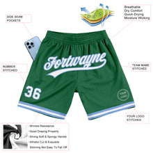 Load image into Gallery viewer, Custom Kelly Green White-Light Blue Authentic Throwback Basketball Shorts

