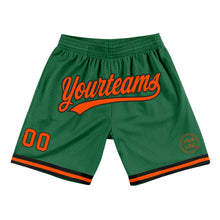 Load image into Gallery viewer, Custom Kelly Green Orange-Black Authentic Throwback Basketball Shorts
