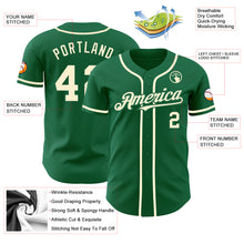 Load image into Gallery viewer, Custom Kelly Green Cream Authentic Baseball Jersey

