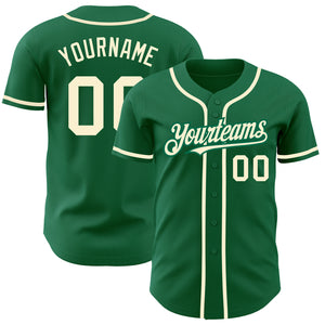 Custom Kelly Green Cream Authentic Baseball Jersey