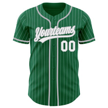 Load image into Gallery viewer, Custom Kelly Green White Pinstripe Gray Authentic Baseball Jersey
