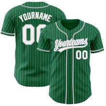 Load image into Gallery viewer, Custom Kelly Green White Pinstripe Gray Authentic Baseball Jersey
