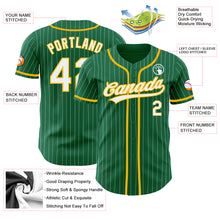 Load image into Gallery viewer, Custom Kelly Green White Pinstripe Gold Authentic Baseball Jersey
