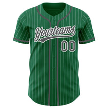 Load image into Gallery viewer, Custom Kelly Green White Pinstripe Steel Gray Authentic Baseball Jersey
