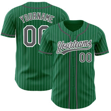 Load image into Gallery viewer, Custom Kelly Green White Pinstripe Steel Gray Authentic Baseball Jersey
