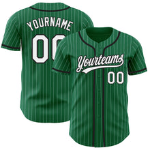 Load image into Gallery viewer, Custom Kelly Green White Pinstripe Black Authentic Baseball Jersey
