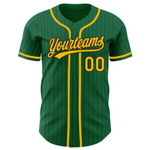 Load image into Gallery viewer, Custom Kelly Green Black Pinstripe Gold Authentic Baseball Jersey
