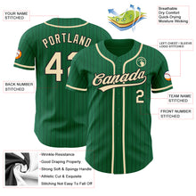 Load image into Gallery viewer, Custom Kelly Green Black Pinstripe City Cream Authentic Baseball Jersey
