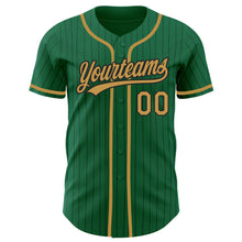 Load image into Gallery viewer, Custom Kelly Green Black Pinstripe Old Gold Authentic Baseball Jersey
