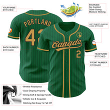Load image into Gallery viewer, Custom Kelly Green Black Pinstripe Old Gold Authentic Baseball Jersey
