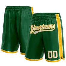 Load image into Gallery viewer, Custom Kelly Green White-Yellow Authentic Basketball Shorts
