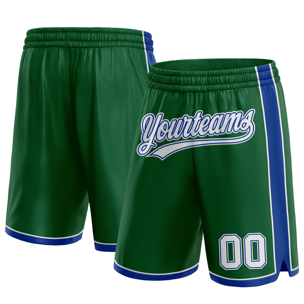 Custom Kelly Green White-Royal Authentic Basketball Shorts