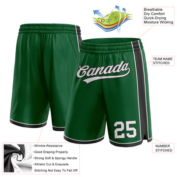 Custom Kelly Green White-Black Authentic Basketball Shorts