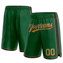 Load image into Gallery viewer, Custom Kelly Green Old Gold-Black Authentic Basketball Shorts
