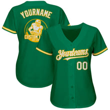 Load image into Gallery viewer, Custom Kelly Green White-Yellow Authentic Baseball Jersey
