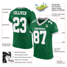 Load image into Gallery viewer, Custom Kelly Green White-Gray Mesh Authentic Football Jersey
