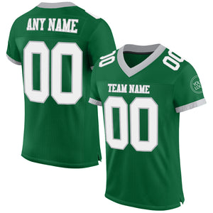 Custom Kelly Green White-Gray Mesh Authentic Football Jersey