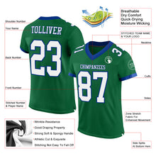 Load image into Gallery viewer, Custom Kelly Green White-Royal Mesh Authentic Football Jersey
