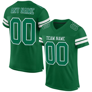 Custom Kelly Green White Mesh Authentic Football Jersey