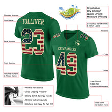 Load image into Gallery viewer, Custom Kelly Green Vintage USA Flag-City Cream Mesh Authentic Football Jersey
