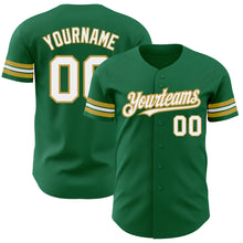 Load image into Gallery viewer, Custom Kelly Green White-Old Gold Authentic Baseball Jersey
