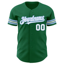 Load image into Gallery viewer, Custom Kelly Green White-Light Blue Authentic Baseball Jersey
