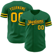 Load image into Gallery viewer, Custom Kelly Green Gold-Black Authentic Baseball Jersey
