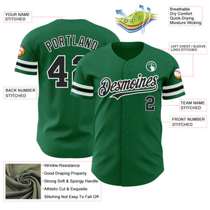 Custom Kelly Green Black-White Authentic Baseball Jersey