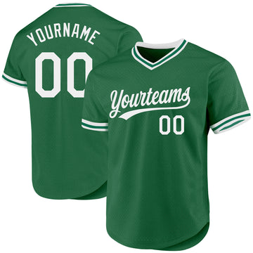 Custom Kelly Green White Authentic Throwback Baseball Jersey