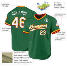 Load image into Gallery viewer, Custom Kelly Green Gold-Red Authentic Throwback Baseball Jersey
