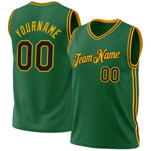 Load image into Gallery viewer, Custom Kelly Green Black-Gold Authentic Throwback Basketball Jersey
