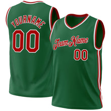Load image into Gallery viewer, Custom Kelly Green Red-White Authentic Throwback Basketball Jersey
