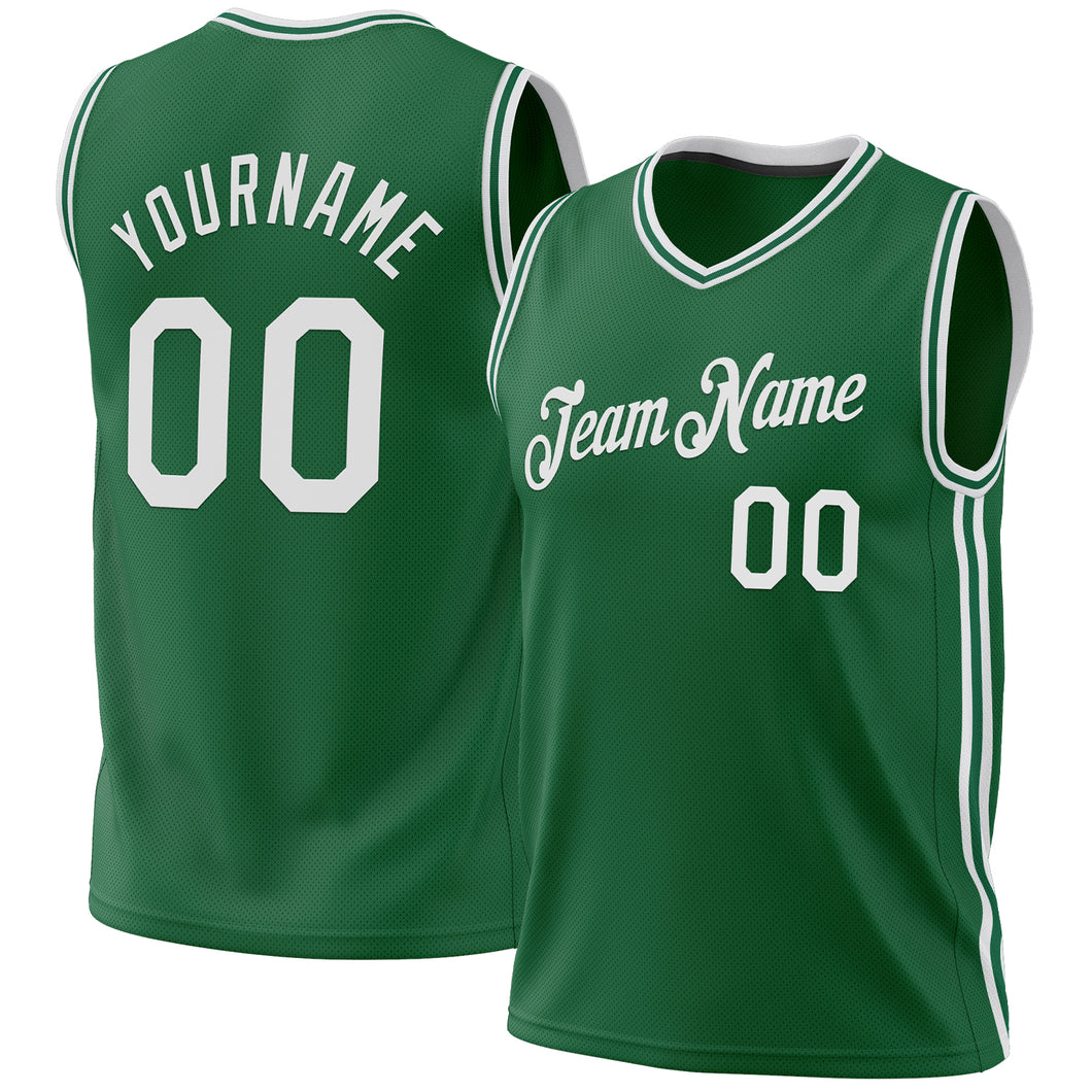 Custom Kelly Green White Authentic Throwback Basketball Jersey