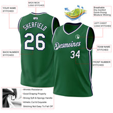 Load image into Gallery viewer, Custom Kelly Green White-Navy Authentic Throwback Basketball Jersey
