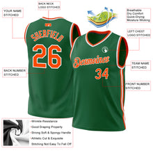 Load image into Gallery viewer, Custom Kelly Green Orange-White Authentic Throwback Basketball Jersey
