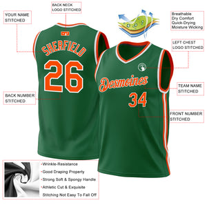 Custom Kelly Green Orange-White Authentic Throwback Basketball Jersey