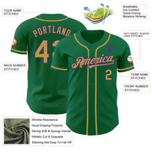 Load image into Gallery viewer, Custom Kelly Green Old Gold-Purple Authentic Baseball Jersey
