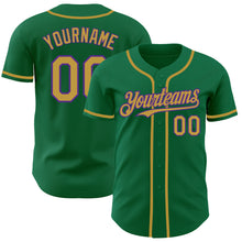 Load image into Gallery viewer, Custom Kelly Green Old Gold-Purple Authentic Baseball Jersey
