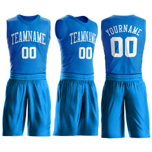 Load image into Gallery viewer, Custom Blue White Round Neck Suit Basketball Jersey
